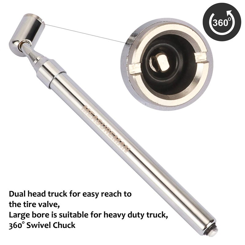 MEASUREMAN Heavy Duty Large Bore Dual Head Truck Tire Gauge, 360Â° Swivel Chuck, Solid Brass Body, Aluminum Slide,Range 10-150psi - Image 2
